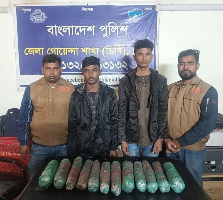 ৬ কেজি গাঁজাসহ ২জনকে আটক করেছে ফেনী জেলা গোয়েন্দা পুলিশ