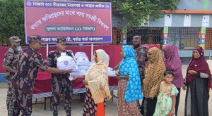ভারতের ইছামতীর পানিতে প্লাবিত বেনাপোলে ১০০ পরিবার পেল বিজিবির ত্রাণ